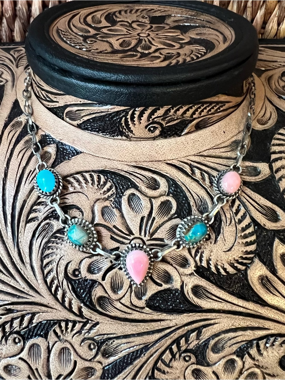 Sterling Silver Southwestern Queen Conch & Turquoise Choker Necklace